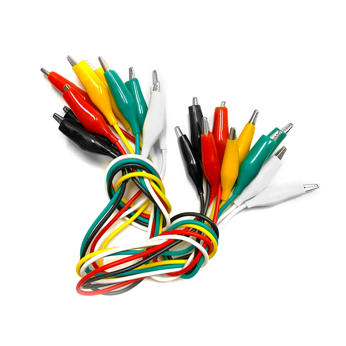 15 inch Pack of 10 5-Color Test Lead Cables and Alligator Clips