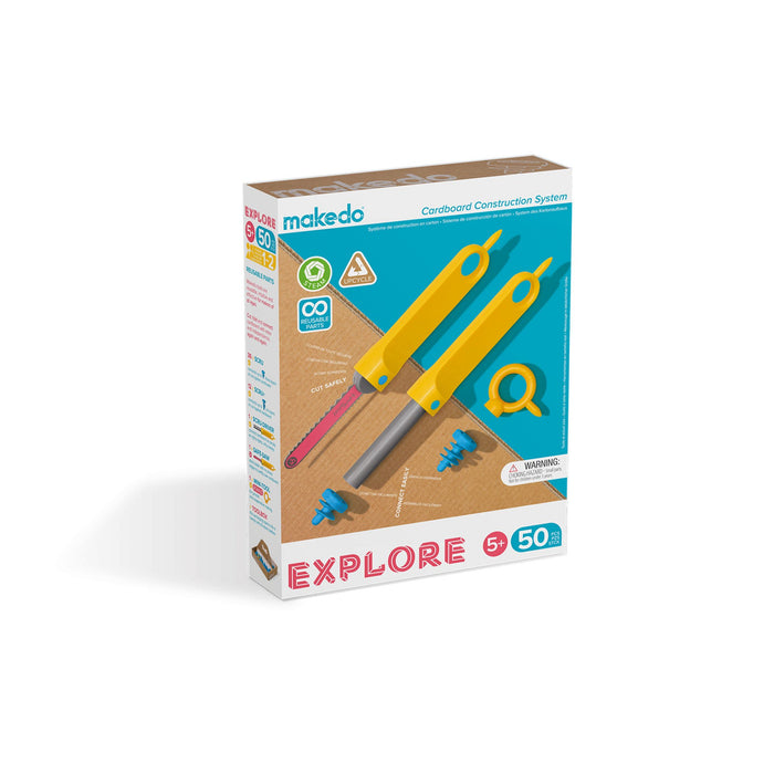 Makedo Explore - Cardboard Construction Starter Toolbox for Ages 5+