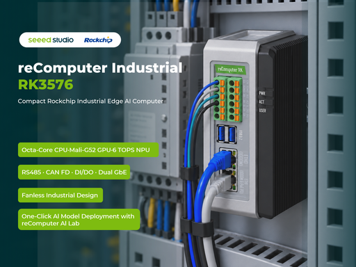 Seeed Studio reComputer Industrial RK3576 DIN-rail edge AI box, product photo 1 of 5