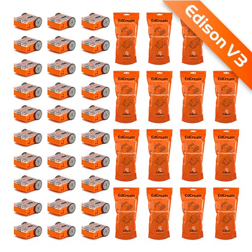 EdSTEM Class Pack with 30 Edison V3 robots and 15 EdCreate kits