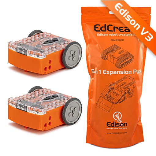 EdSTEM Engineering Sample Pack with two Edison V3 robots and EdCreate