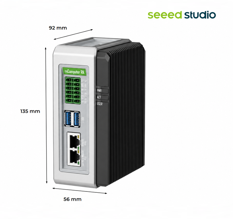 Seeed Studio reComputer Industrial RK3576 DIN-rail edge AI box, product photo 5 of 5