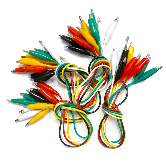 15 inch Pack of 10 5-Color Test Lead Cables and Alligator Clips