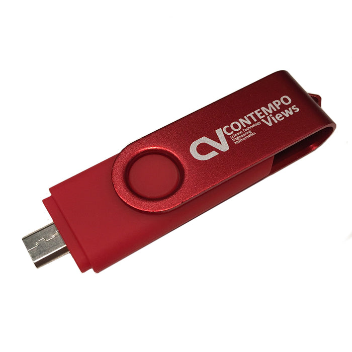 Contempo Views 4GB Memory Stick USB 2.0 Flash Drive with Micro USB Interface