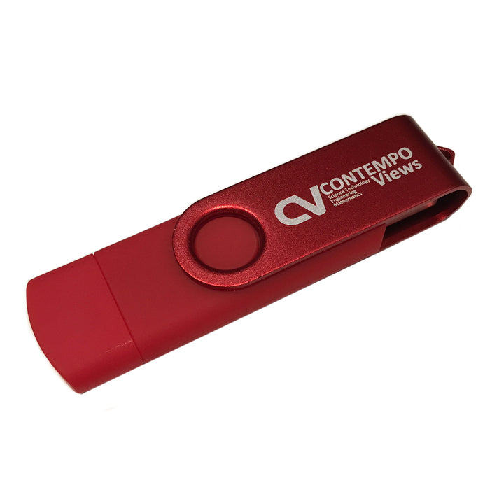 Contempo Views 4GB Memory Stick USB 2.0 Flash Drive with Micro USB Interface