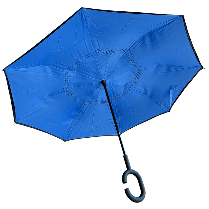 Reverse Folding Windproof Umbrella with C-Shaped Handle