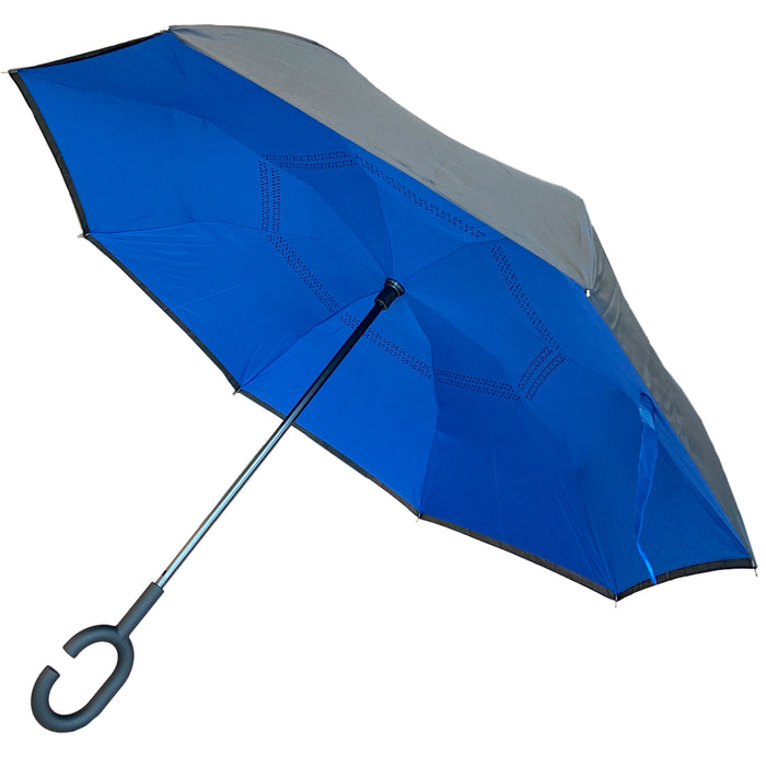 Reverse Folding Windproof Umbrella with C-Shaped Handle